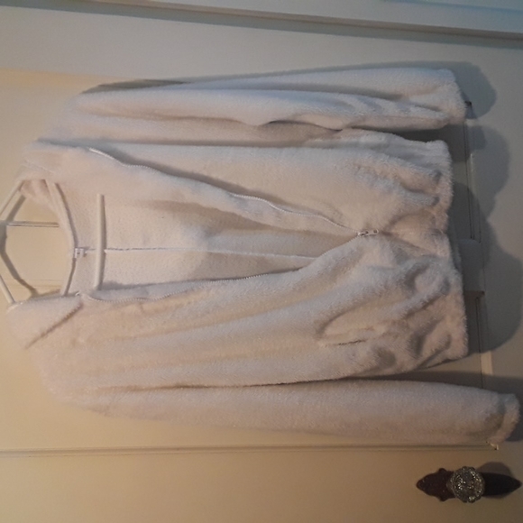 Girls Furry Fleece Bear Ear Zip-up Hoodie Sweatshirt - Picture 8 of 8